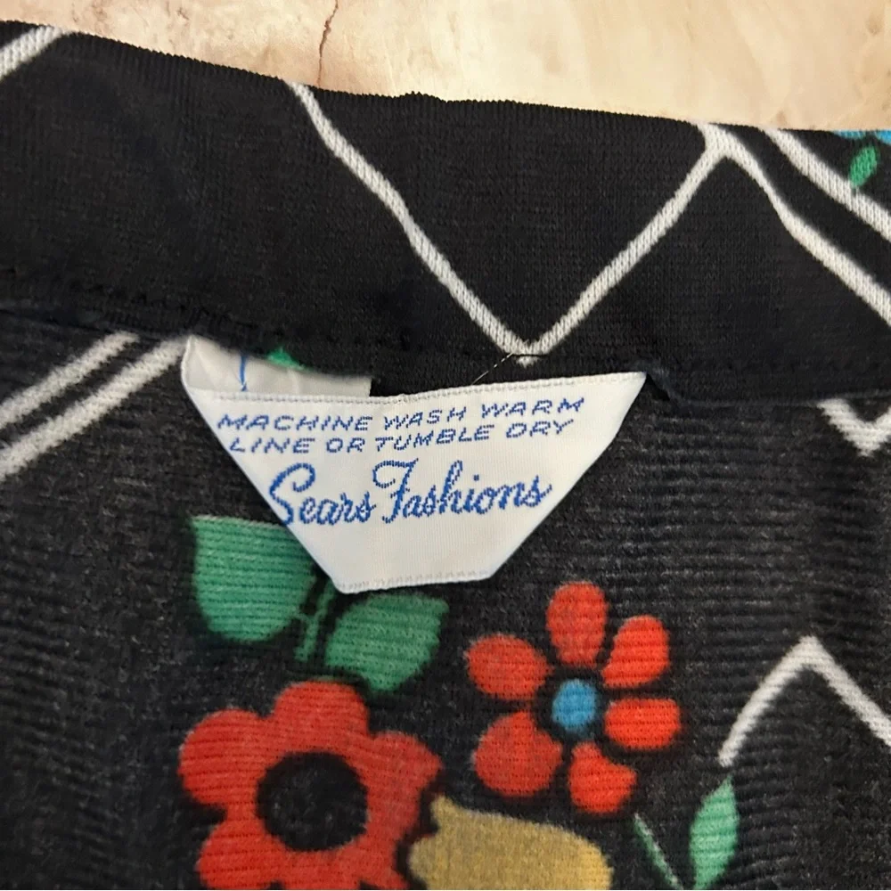70s Vintage Sears Fashion Top Skirt Set Black